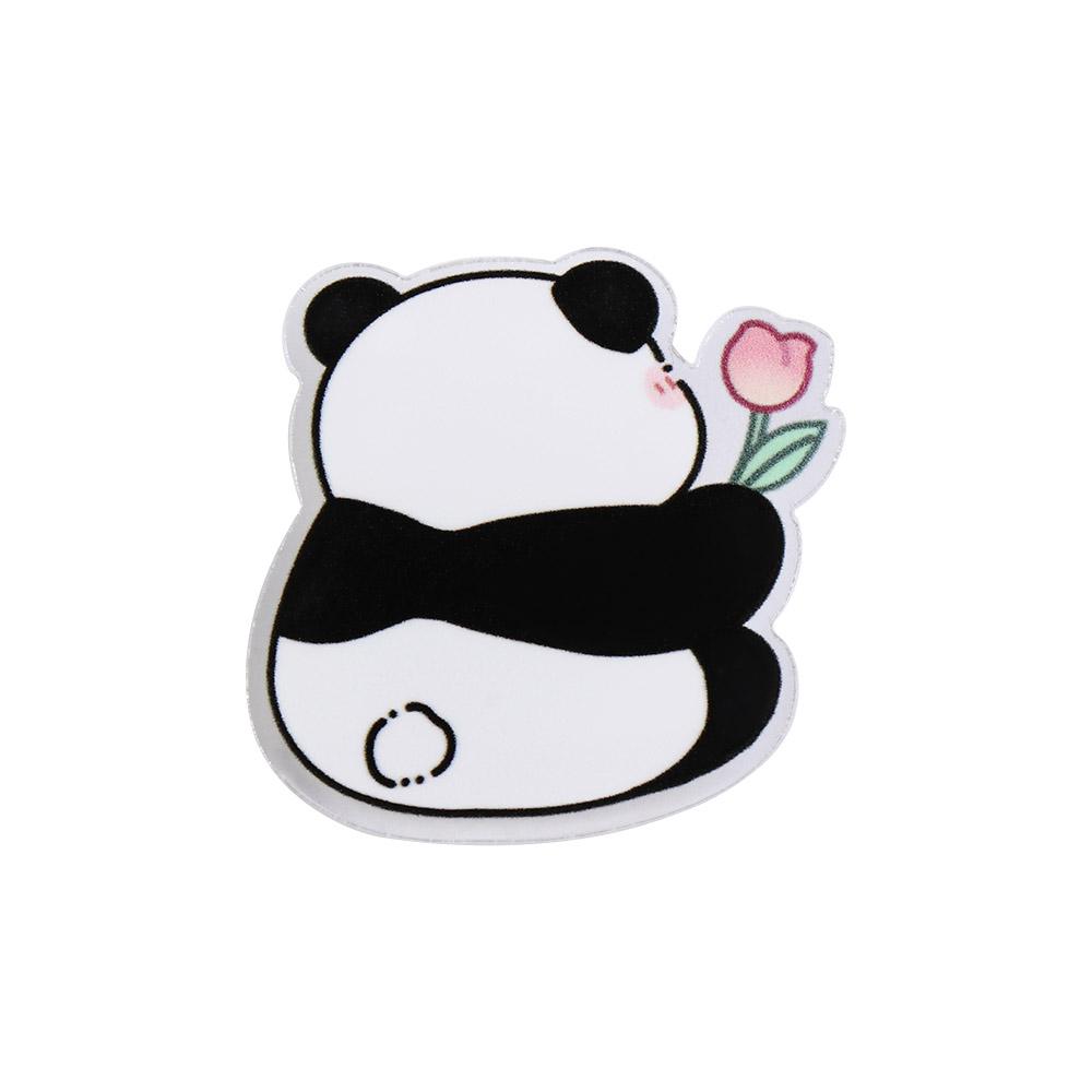 Fashion Panda Acrylic Panda Pin Cute Bear Flower Panda Brooch Cartoon Breastpin Animal Badge Unisex