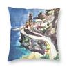 Amalfi Coast Positano Italy Square Pillowcase Polyester Linen Velvet Printed Zip Decor Bed Cushion Case