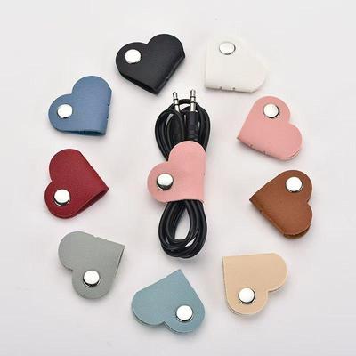 3 Piezas Organizador de Cables Protector de Cable de Cargador Clips Corazón Enrollador de Cable de Cuero Accesorios para Auriculares Soporte de Cable Gestión de Cables