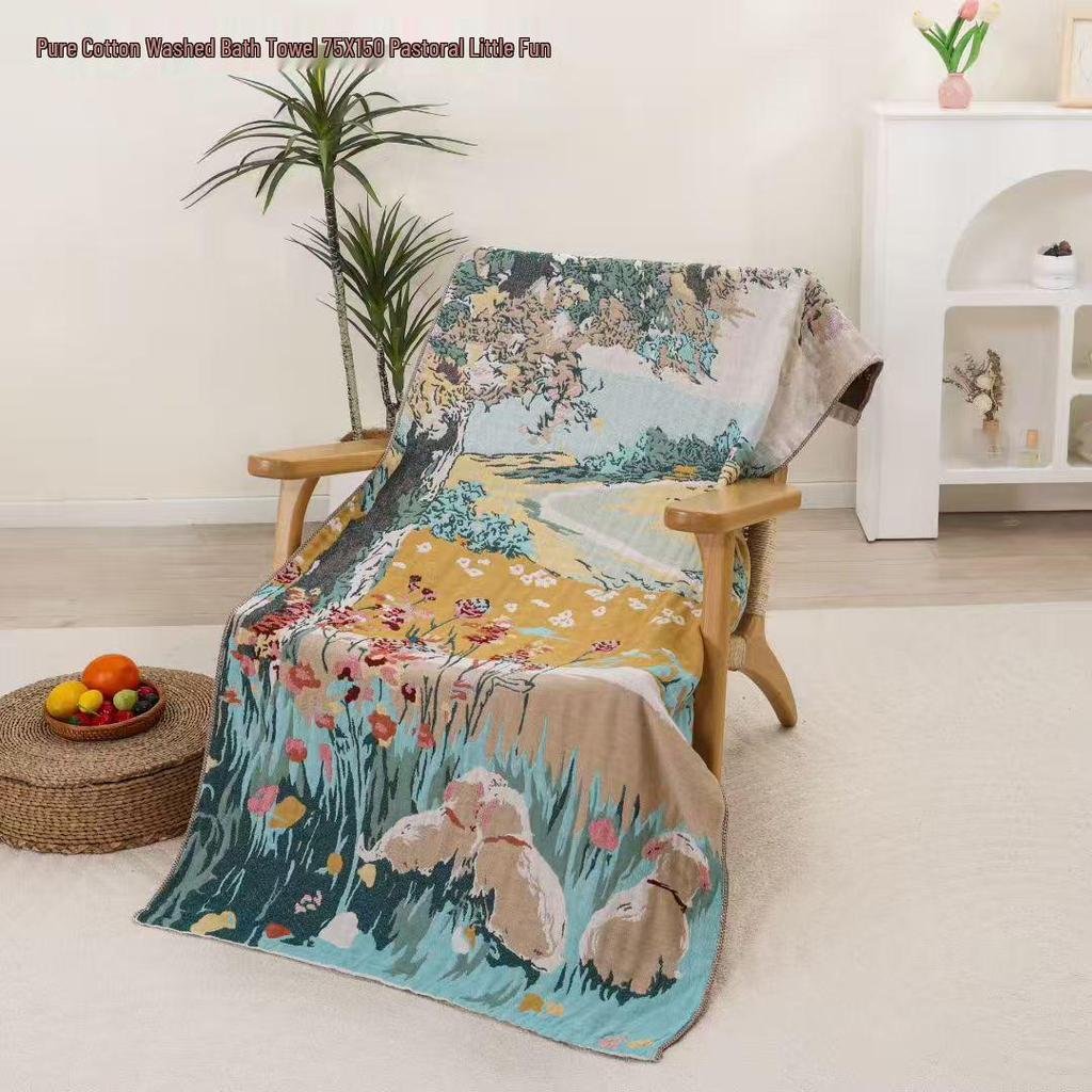 New Soft Ethnic Style Sun God Cotton Bath Towel - Skin-friendly & Absorbent