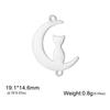 Teamer 3pcs/lot Cute Moon Cat DIY Pendant for Bracelets Gold Color Stainless Steel Kitten Animal Charms for Jewelry Making