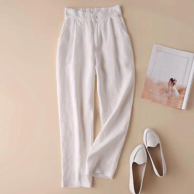 Ladies Summer Casual Loose Straight Linen Haren Pants