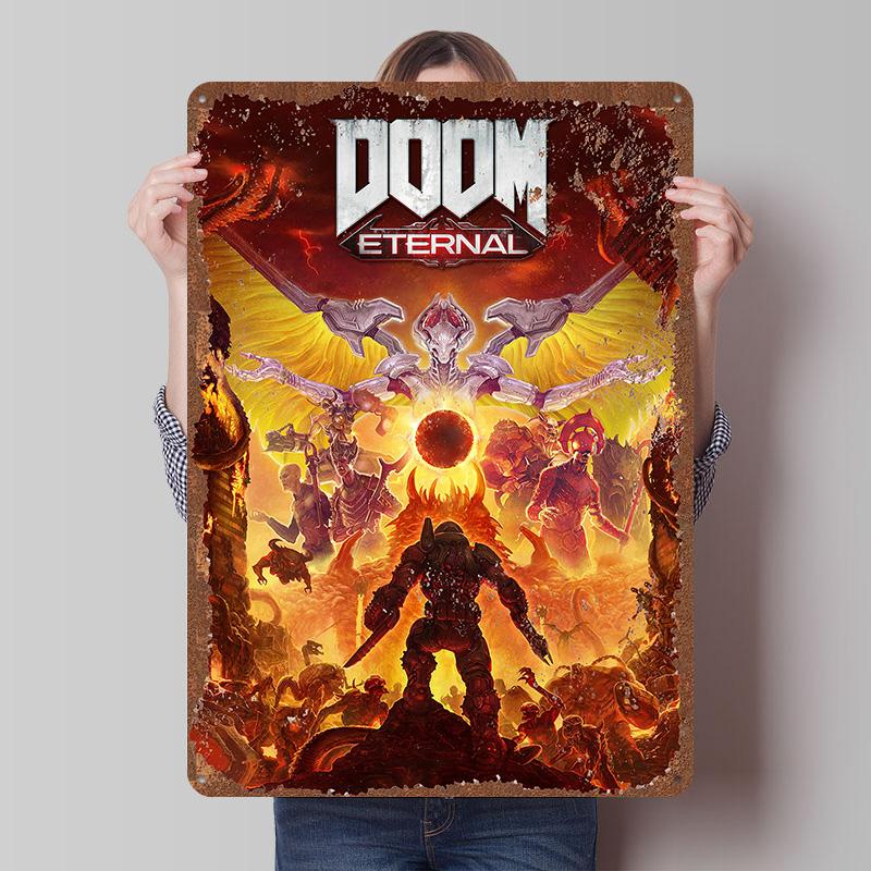 DoomS Tinplate Posters Custom Wall Art Vintage Metal Signs Retro Tin Plaque for Bedroom Decoration Gaming Home Decor Accessories