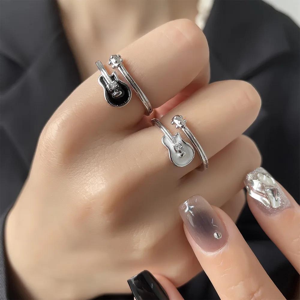Music Note Guitar Ring Niche Design Adjustable Index Rings for Women Statement Finger Wedding Valentine's Jewelry