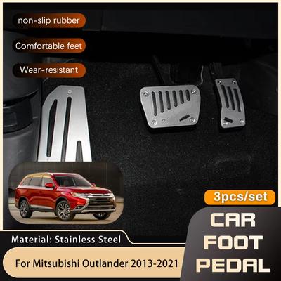Stainless Steel Car Pedals For Mitsubishi Outlander GF 2013~ Accelerator Brake Non-Slip No Drilling Pedal Pads Car-Styling