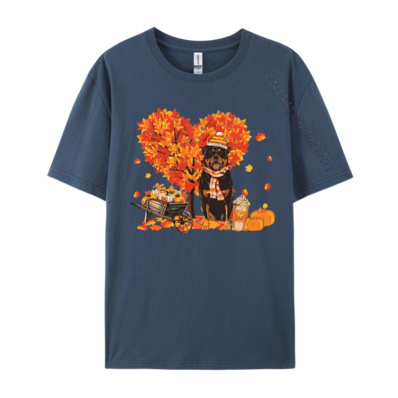 Rottweiler Rottie Autumn Tree Fall Tshirt Unisex Printed Tshirts Gifts Tees Shirt Male Cotton Clothing