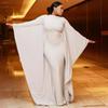 009AA Elegant Womens Dress Round Neck Long Sleeve Irregular Hem Loose Fit Solid Color White Black S-XL