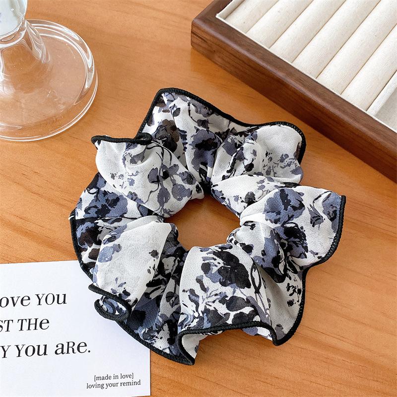 

Премиальный головной убор Очень большой Цветочный Милый Скранчи Чернильный цветок Завязка для волос Эластичный Скранчи Для изящной леди Headbands