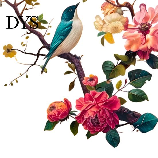 Creative Gifts for Window Decor Watercolor Bird And Flower Cling, Static PVC Waterproof Glass Sticker, Removable Art Pattern Stickers Decors,