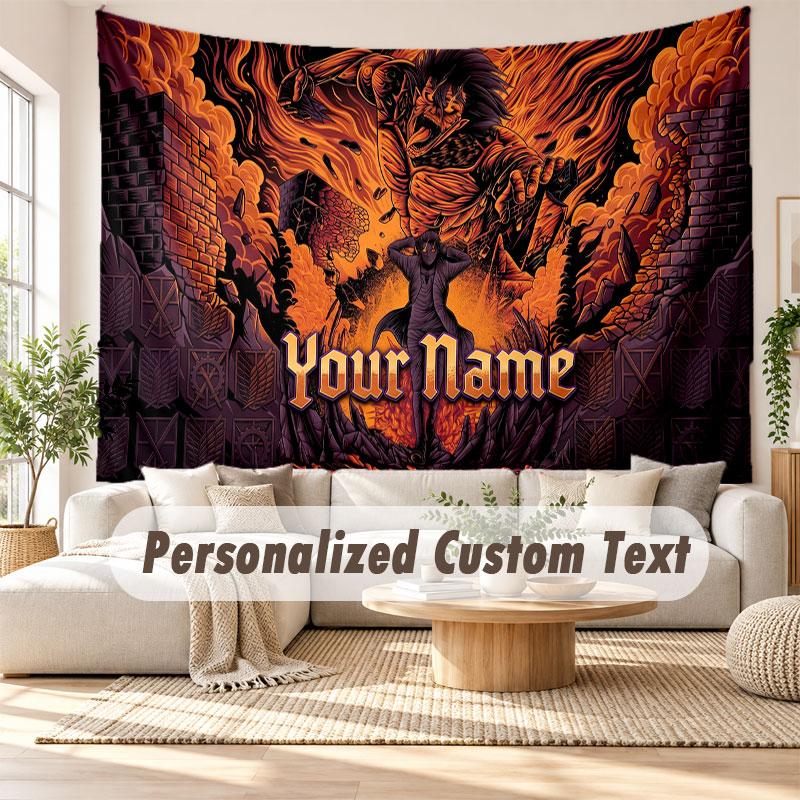 Custom Name Wall Hanging Tapestry,Attack on Titan Decorative Backdrop Tapestry For Dorm Home