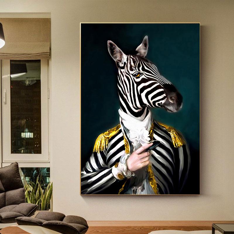 Modern Abstract Canvas Painting Interior Gold Foil Horse Zebra Animals Poster And Prints Wall Pictures For Living Room Decor