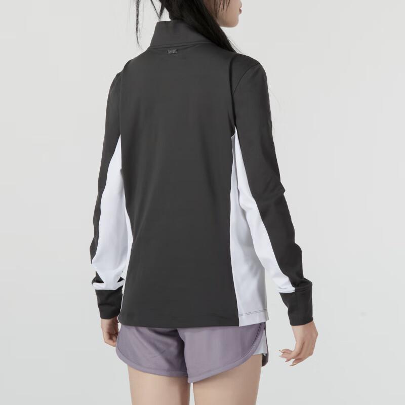 Under Armour Stand Collar Half-Zip Long Sleeve T-Shirt Women Tops Black 1370140-010