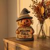 Maple Leaf Desktop Ornament Fall Scarecrow Figurine, Wooden Pumpkin Statue, Rustic Autumn Durable Craft Figurines Harvest Tabletop Decoration