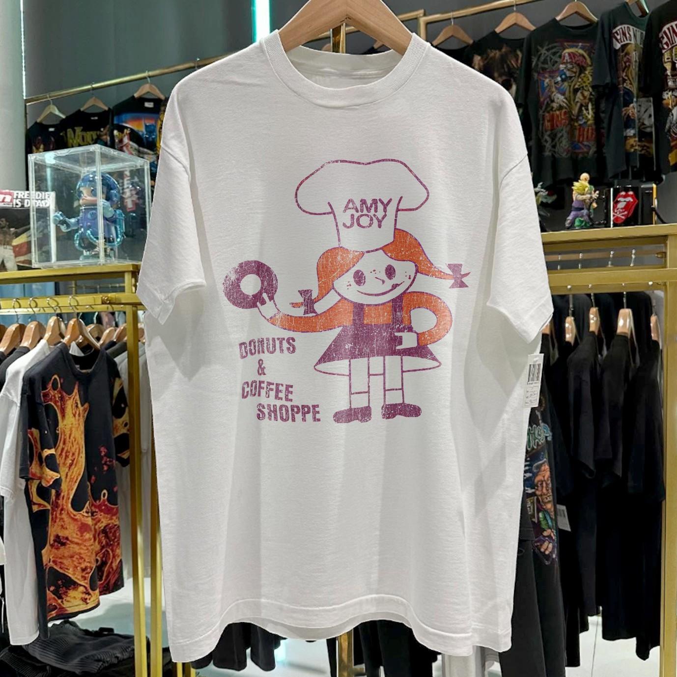 90s Amy Joy Donuts & Coffee Shoppe Classic T-Shirt White S 3XL