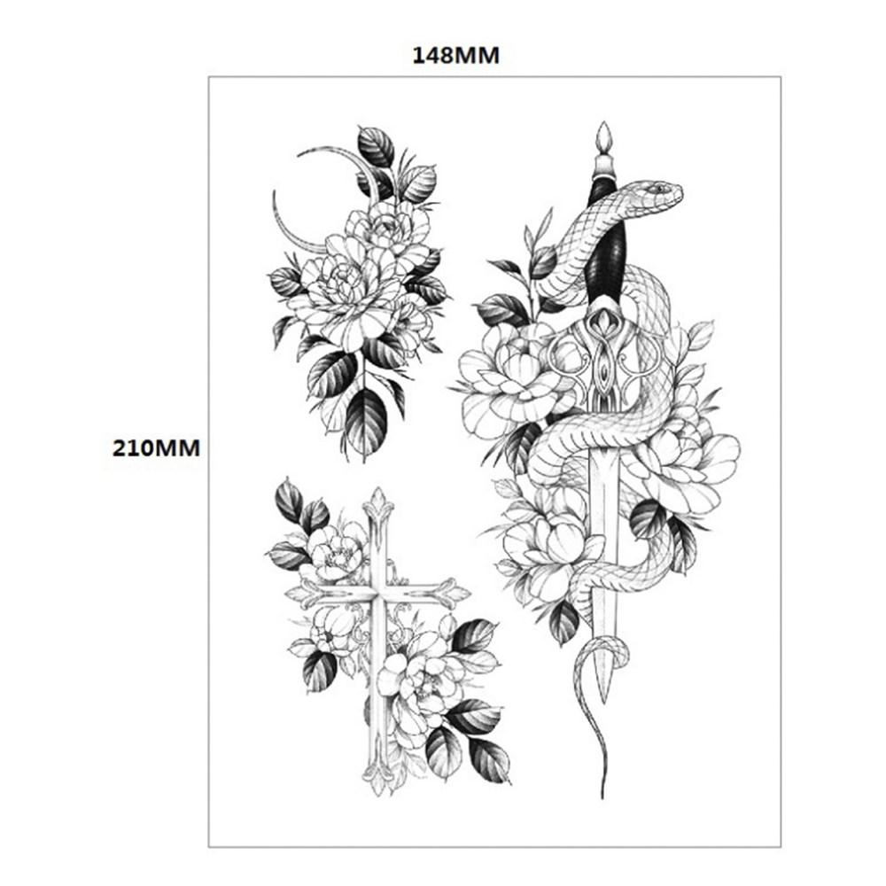 Daily Friends Fashion Tattoo Sticker 3-piece Set, Black, 2 Sets