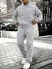 Plus Size Men's Fleece Sports Set: Loose Round Neck Sweatshirt & Running Suit