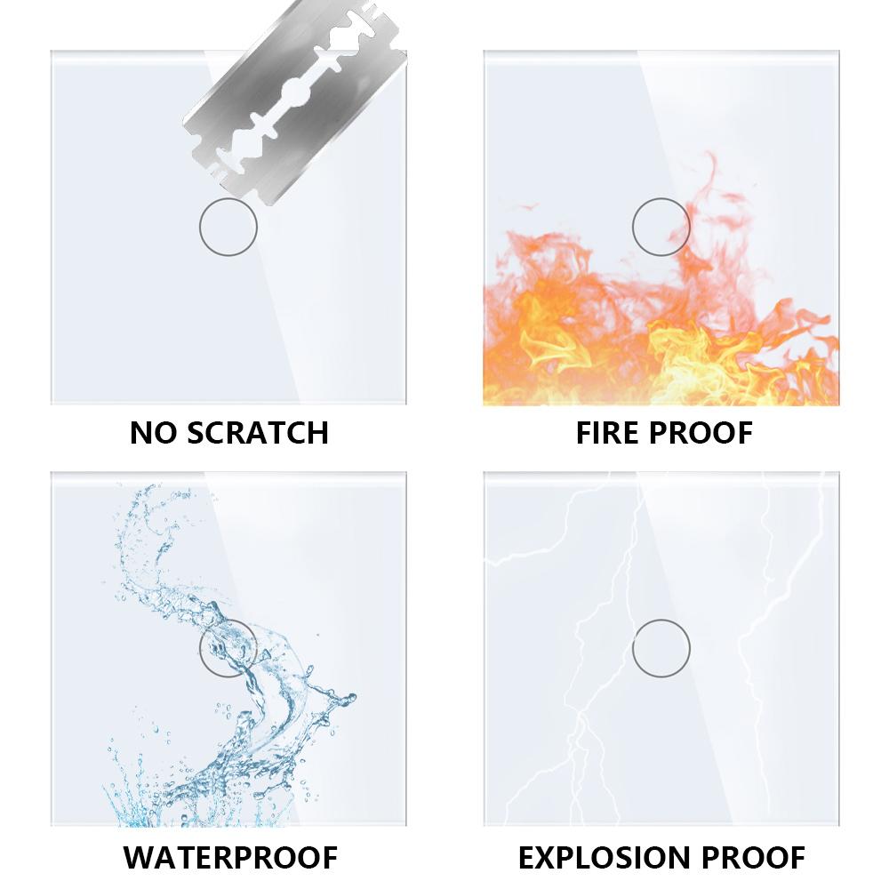 WIFI Eu 1_2_3_4 Gang Smart Home APP Remote Control Voice Light Tempered Glass Touch Wifi Tuya Wall Electrical Switch