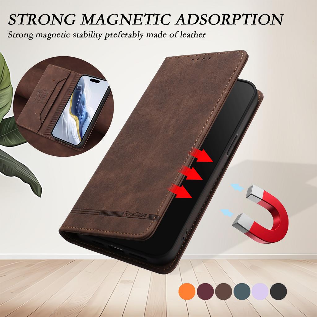 For Oppo A6x 4G Case RINACASIS RC23 RFID Blocking Wallet Stand PU Leather Phone Cover