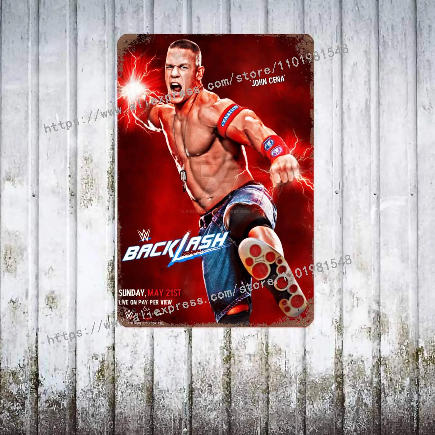 

John Cena Wrestler Bodybuilder Rapper WWE Poster Vintage Tin Metal Sign Decorative Plaque for Bar Man Cave Club Wall Decoration 30x40cm(11.8x15.7inch)