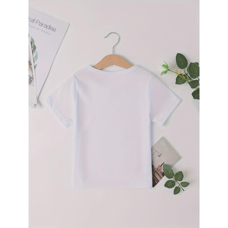 Girls Cute Cartoon Octopus Print Crewneck Short Sleeve Tee