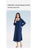 Plus Size Tencel Cotton Pajamas with Bra Pads: Summer Long Sleeve Cooling Nightgown for Women