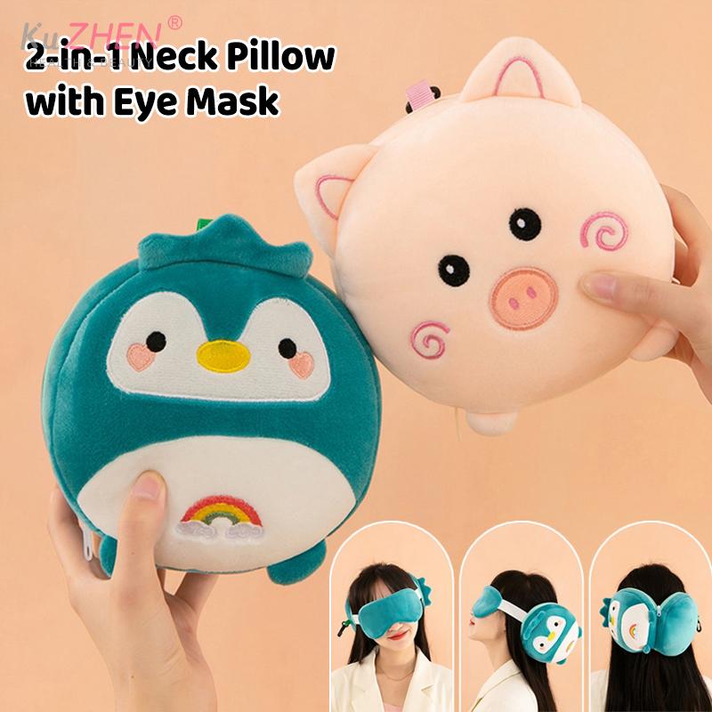 New 2 In 1 Portable Sleeping Mask Neck Pillow For Travel Eye Cover U-shaped Flight Sleep Rest Office Napping Sleeping Pillows
