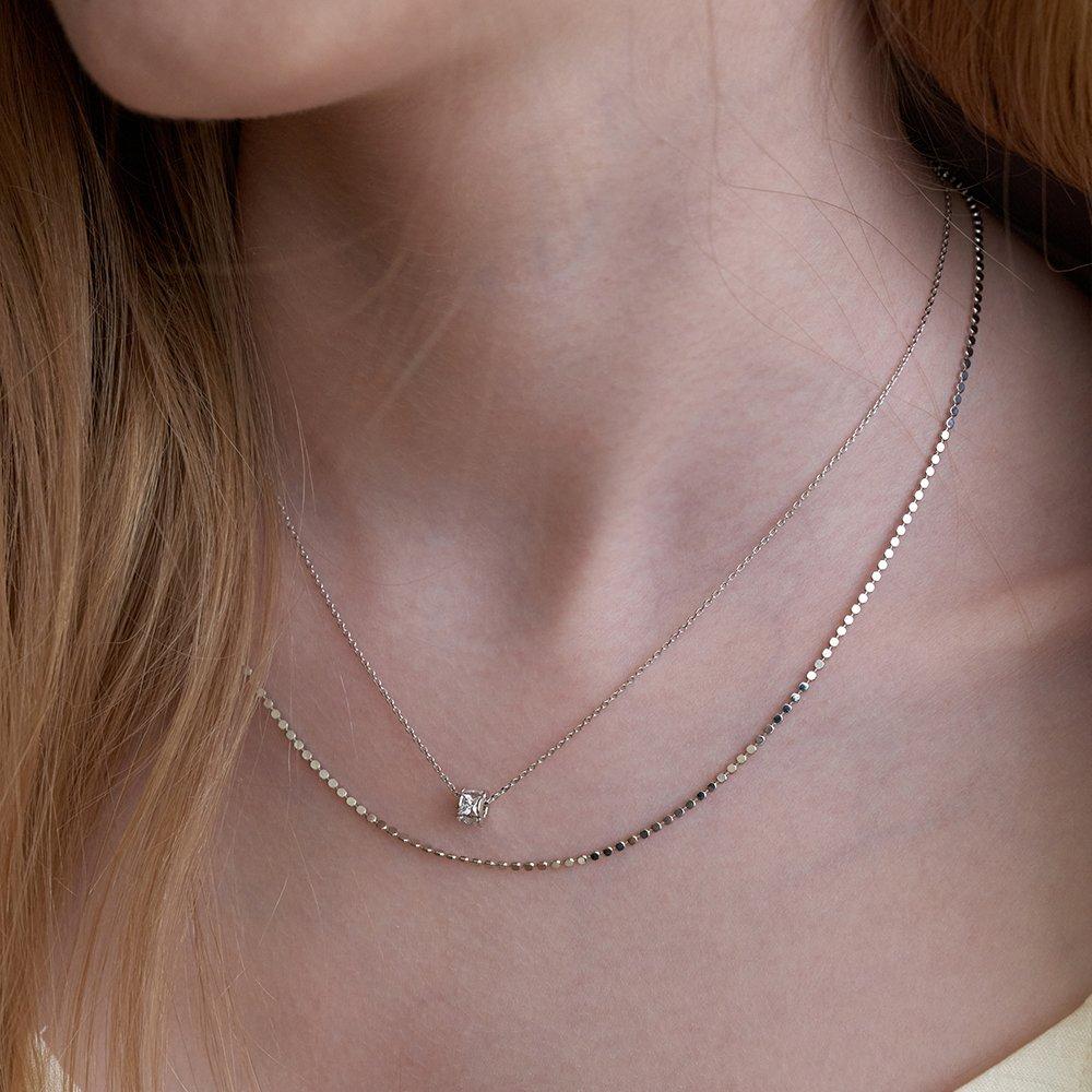 [Worn by IU] Prn266 Square Cubic Layred Necklace