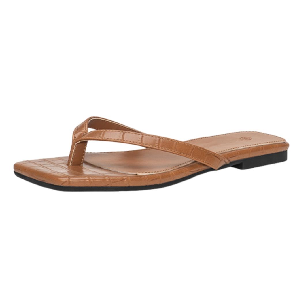 Women's Heels Flip Flops Square Toe Low Heels Comfortable Summer Sandals for Casual
