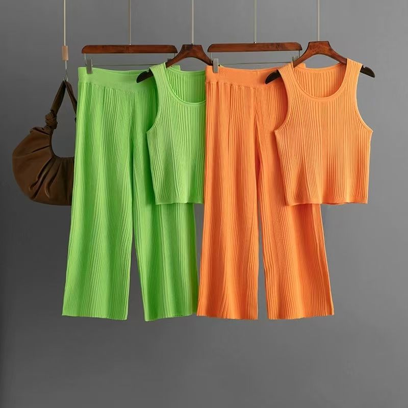 Western Style New Knitted Sling Vest Top Trousers Set Knited Top and Shorts Set