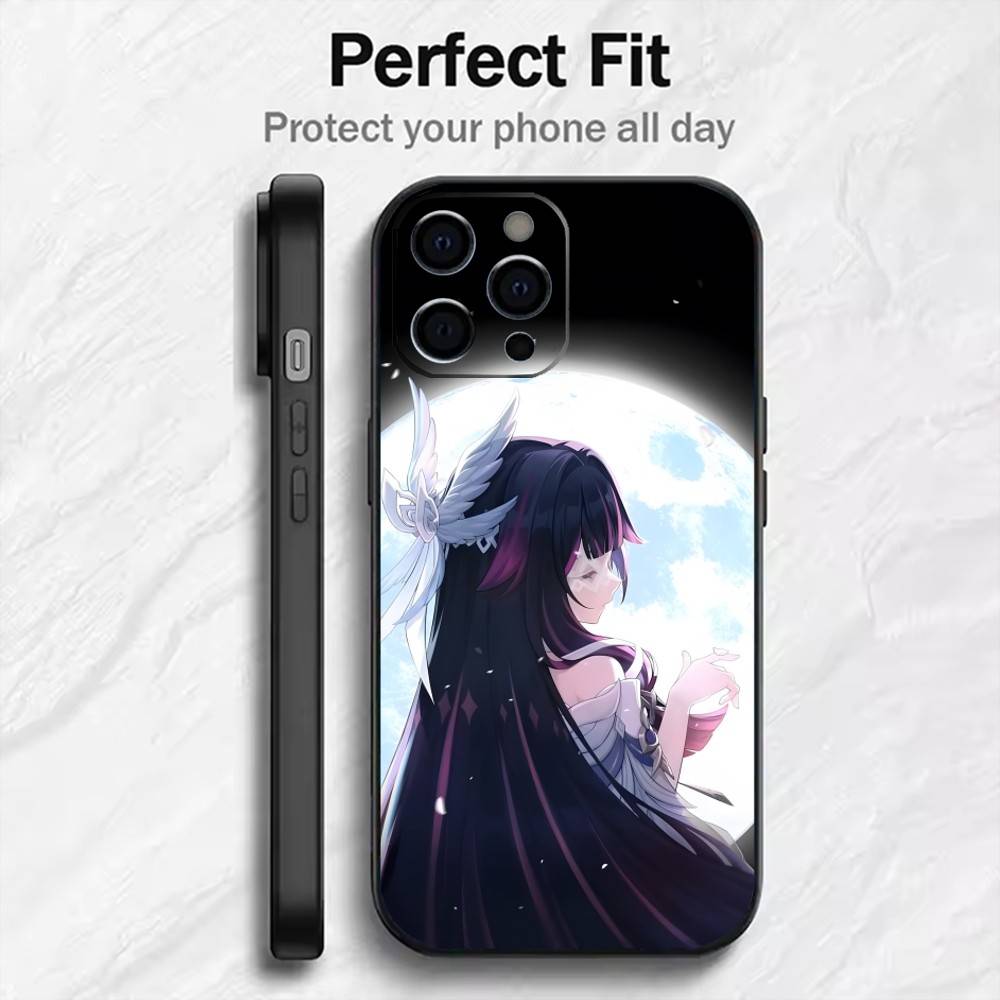 Moon Goddess Girl C-Columbina  Phone Case For iPhone17,16,15,14,13,12 Plus,Max Soft Silicone Black Cover