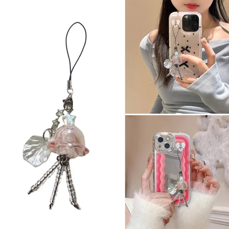Handmade Jellyfish Pendant Unique Key Adornment Delicate Hanging Decors Stylish Jellyfish Phone Charm for Any Occasion
