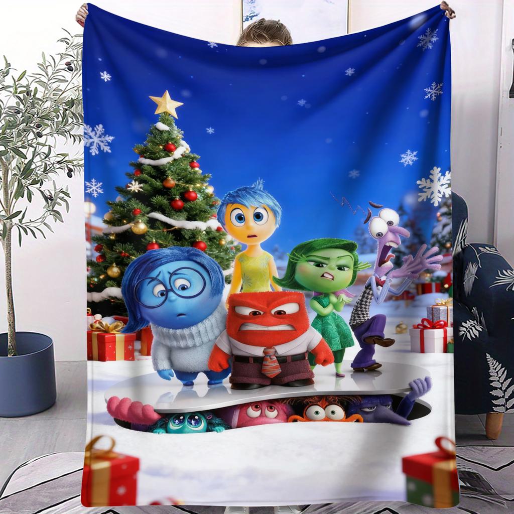 Inside Out Theme Christmas Blanket Quality Winter Soft Warm Throw Blanket Girls Boys Gift For Couch Bed Office Camping Travel