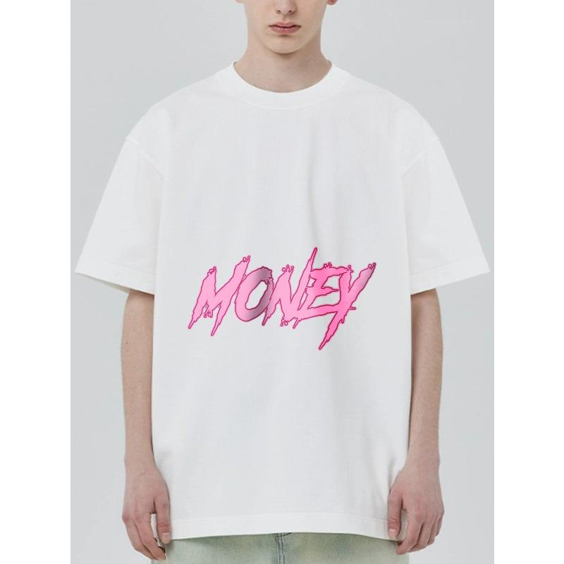 Black Oversized T Shirt with Pink Money Graffiti Print for Casual Streetwear Style