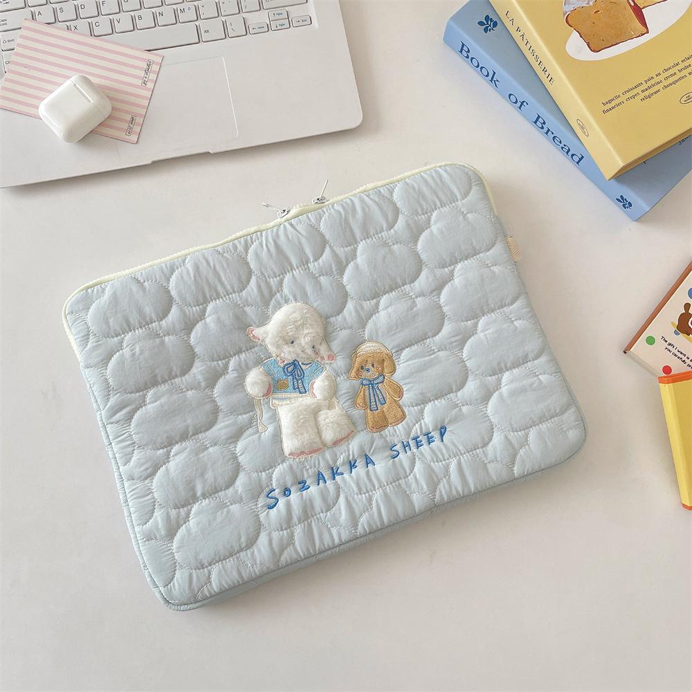 2 Soft Cloud Cartoon Embroidery Tablet Bag/1 Inch Notebook Storage Bag