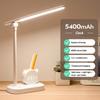 USB Wiederaufladbare Schreibtischlampe LED Mit Handyhalterung Uhr Touch-Steuerung Augenschutz Tischlampe Licht Zum Buchen Lesen 5400mAh