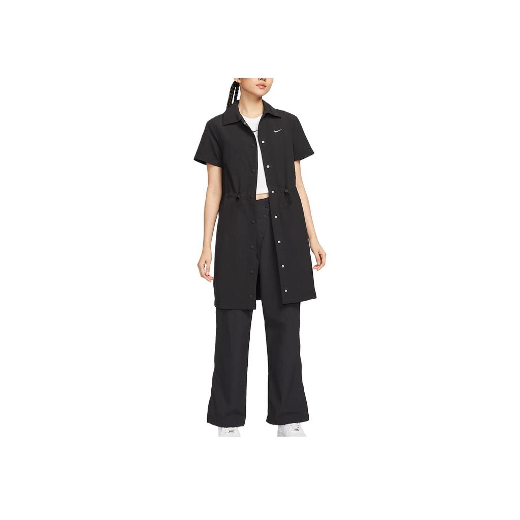 Nike Sportswear Everything Wovens Fashion Simple Beautiful Trendy Short Sleeve Dress Women dresses Black HJ1145-010