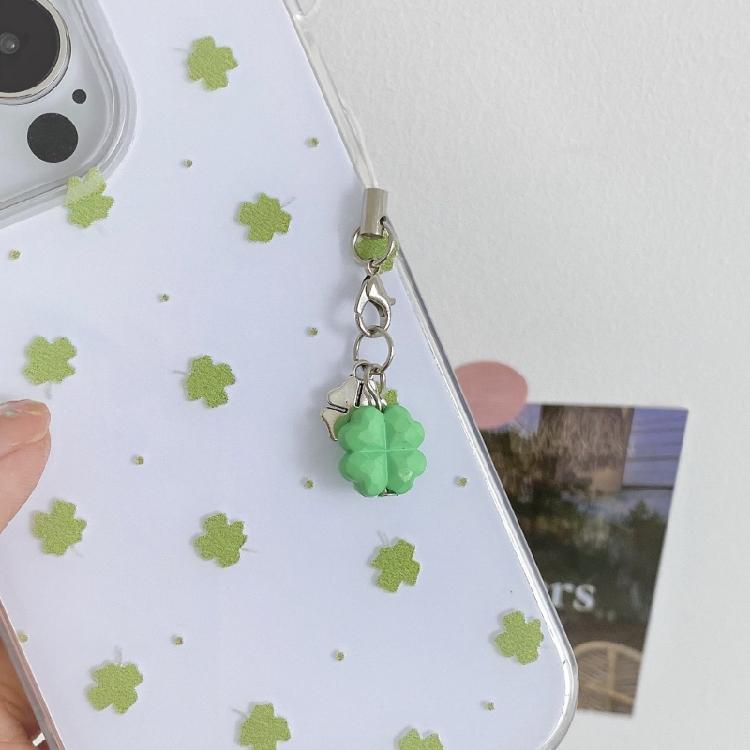 Trendy Clovers Pendant Green Resin Keychain For Phone Bag Luck Symbol Accessory Trendy Clovers Pendant Decors