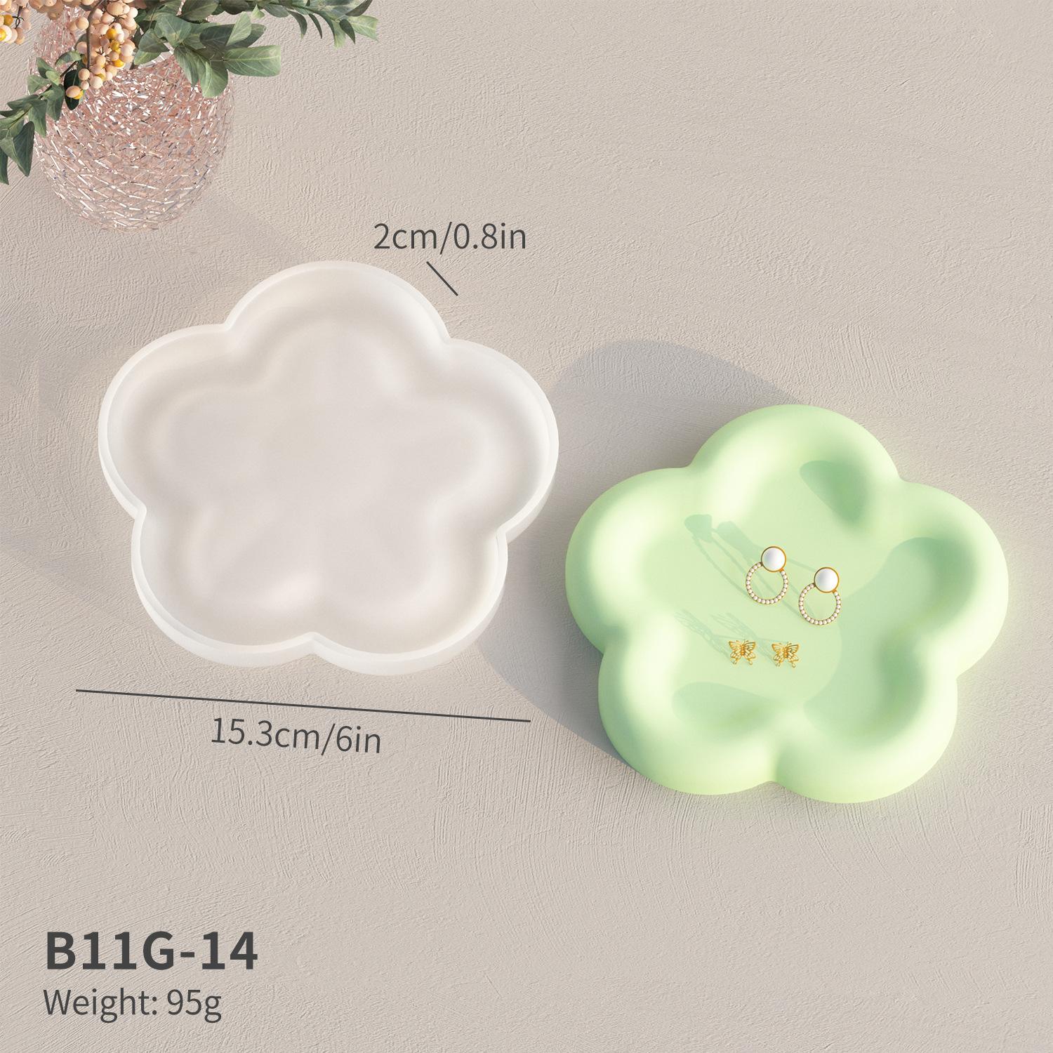 

DIY Геометричний лоток для крапельниці Кругла квіткова тарілка Гіпсова форма Підставка для зберігання Силіконові форми B11G-14 білий