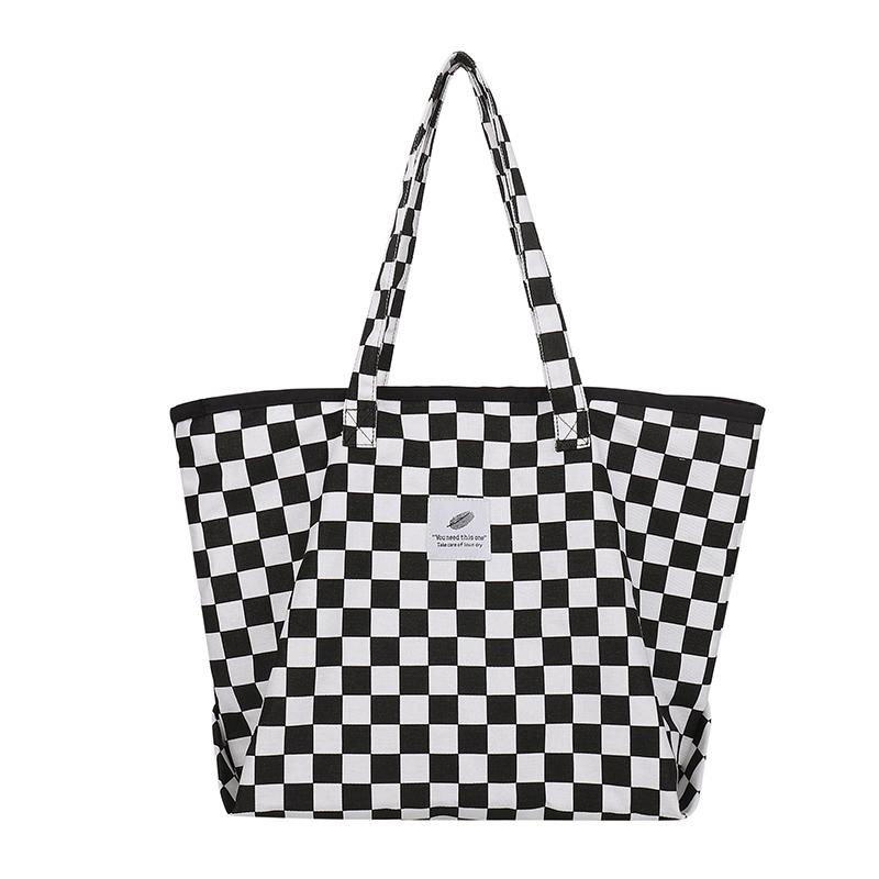 

Сумка-тоут из холста в клетку, женская сумка через плечо белый