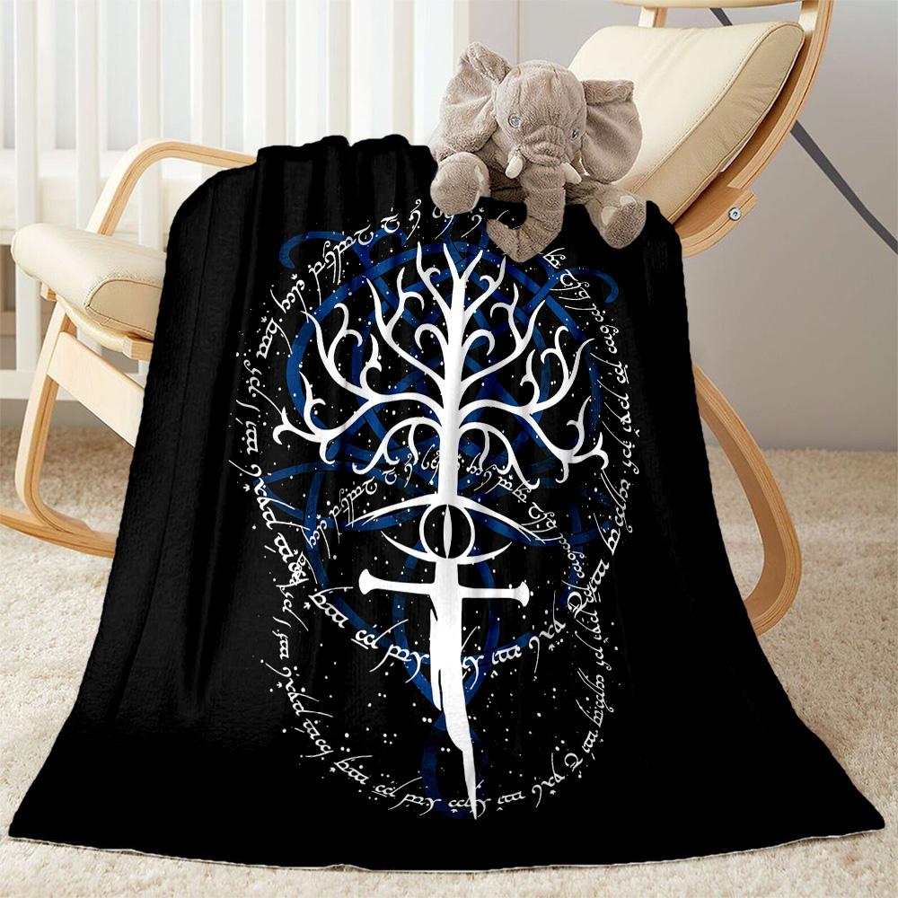 Lord Of The Rings Symbol Flannel Blanket-Soft and Suitable for Sofas,Beds,Offices,Travel,All Seasons,Great Gift for Holidays and Birthdays.