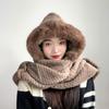 Cozy One-Piece Hooded Muffler (Brown)