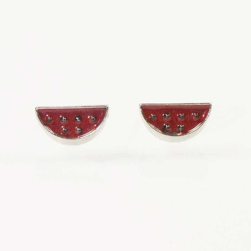 Серьги-гвоздики  Серебряная игла  женские корейская версия модные милые серьги-гвоздики  Арбуз  персонализированные летние фруктовые серьги-гвоздики для ушей