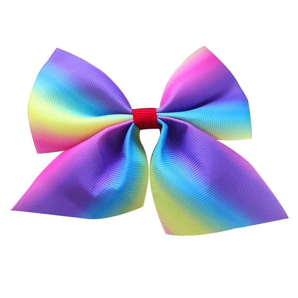Gradient Rainbow Multicolor Bow Hair Tie & Clip for Girls and Babies