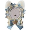 YUYAKESHI Cat Ear Ita Bag Rosette, Handmade Ribbon and Star Decoration for 55-75mm Badges (Light Blue)