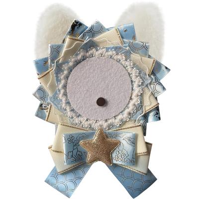 YUYAKESHI Katzenohr Ita-Tasche Rosette, Handgefertigte Band- und Sternendekoration für 55-75mm Abzeichen (Hellblau)
