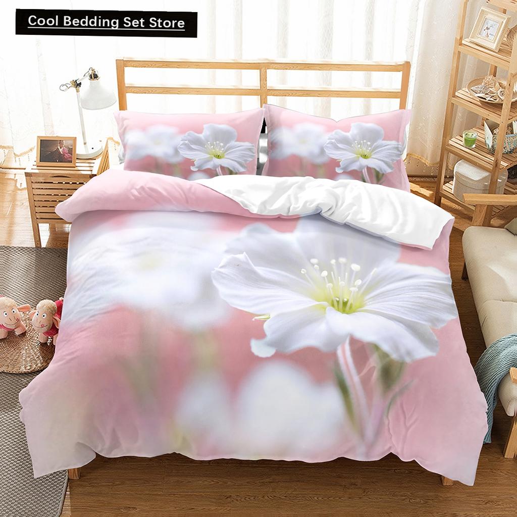 Spring Flowers King Queen Duvet Cover Colorful Floral Bedding Set Cherry Blossoms Quilt Cover 2/3pcs Polyester Comforter Cover