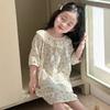 Girls Princess Style Thin 100 Percent Cotton Nightdress Kids Summer Sleepwear Home Clothing