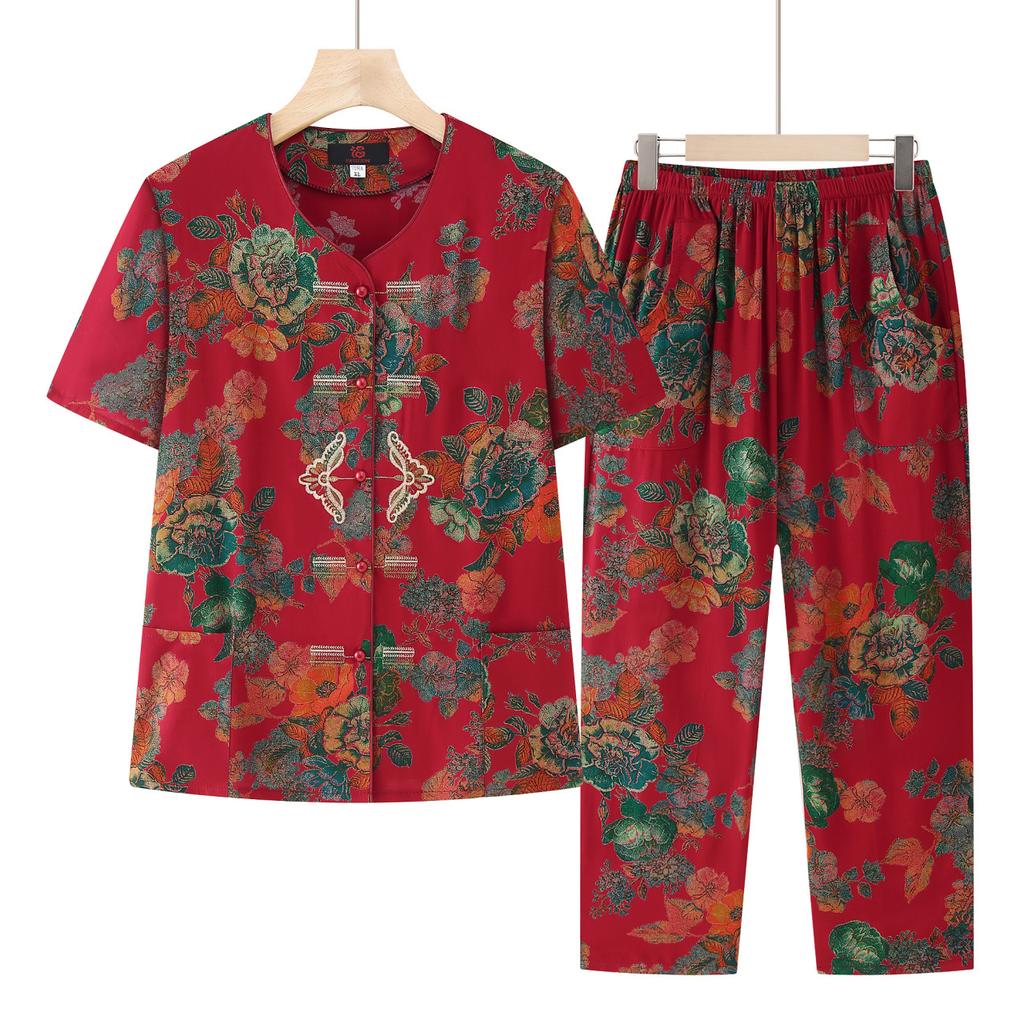 Ältere Mode Sommerkleidung Damen Sommer Bequemer Atmungsaktiver Anzug Strickjacke