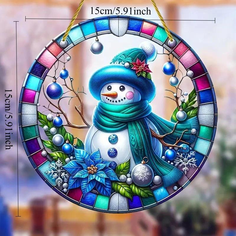 Santa Claus Acrylic Stained Glass Disc – Perfect Window Hanging Decor for Living Rooms, Bedrooms & Outdoor Spaces