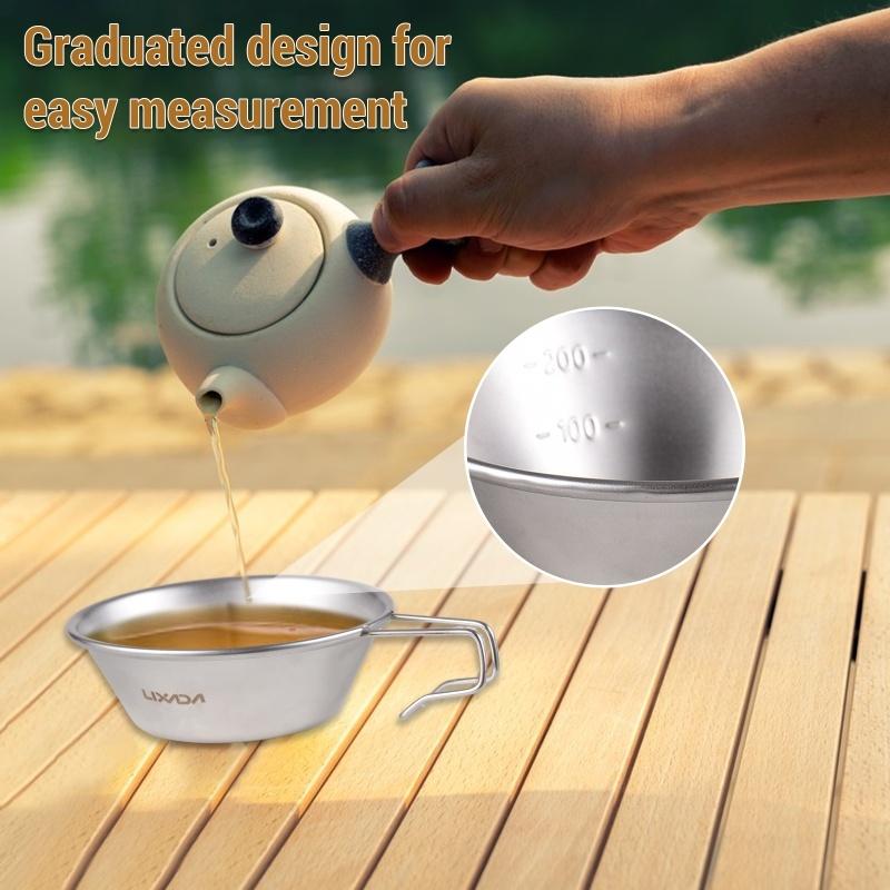 2pcs Stainless Steel Travel Sierra Cup 200ml Measuring Camping Bowl For Backpacking Camping